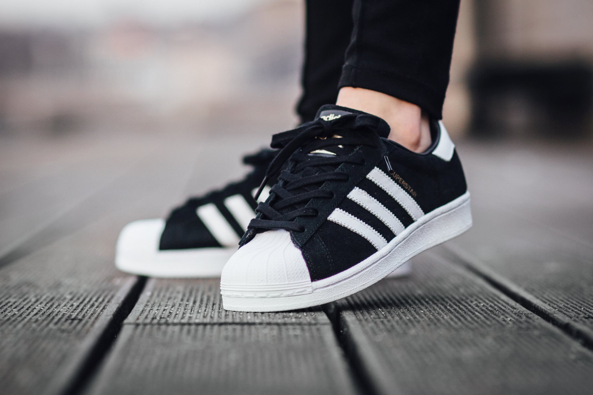 Feel Free White Black Adidas Superstar 2 Lace Shoes
